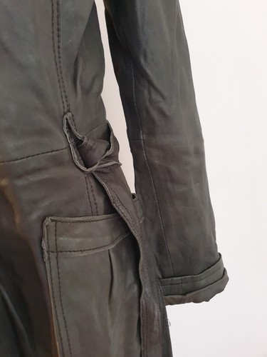 MAZE Grey Leather Coat S-M - Picture 4 of 23
