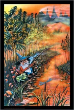 Laminated Gnome Fishin' by Mike Dubois Non-Flocked Blacklight Poster 24.5 x 36.5