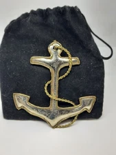 Vtg Anchor Pin Silver Tone Enamel Ship Sailing Ocean Water Nautical Maritime 