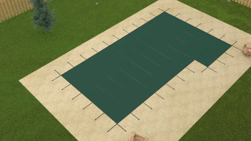 GLI Value X Solid Rectangular Green Solid Pool Safety Cover with 4' - Thumbnail 4