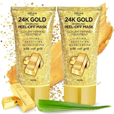 Azure Cosmetics 24K Gold Peel Off Face Mask- Anti Aging-5.07 fl.oz. Pack of 2