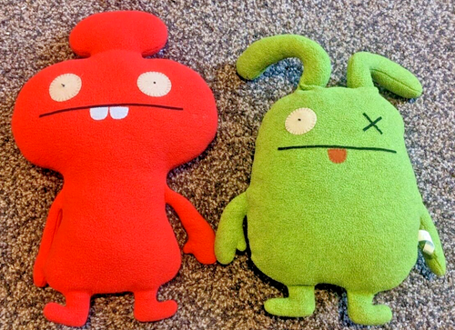2003 Ugly Doll 12" Plush OX Monster Green & Abima Red Stuffed Toys Retired