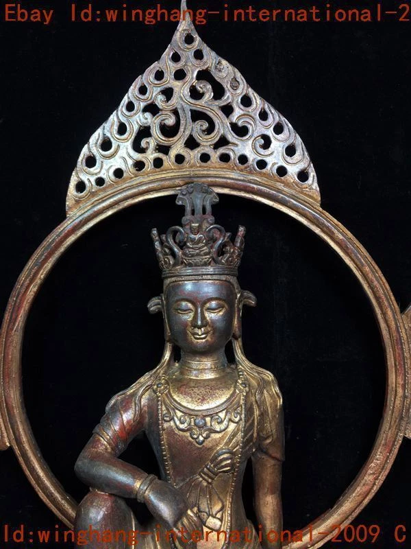 old Tibet Buddhism temple bronze Gilt Tara Kwan-Yin GuanYin Buddha statue Foto 2 de 4