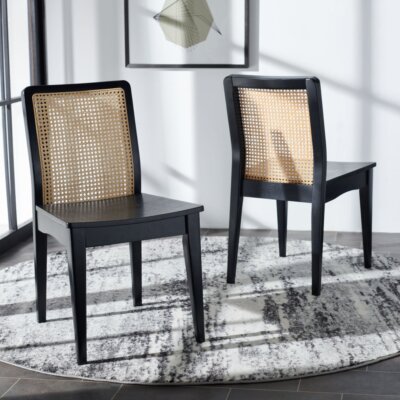 SAFAVIEH Benicio Rattan Dining Chair Set of Black Natural