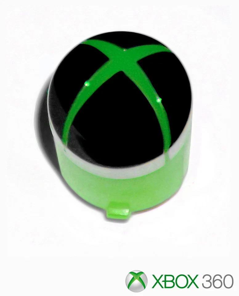 (x5) Genuine OEM Microsoft XBox 360 Controller Green & Chrome Home Guide Buttons - Image 2 of 2
