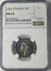 1941 Canada Twenty Five Cents 25C NGC MS64 - *Spectacular Rainbow Patina* *Wow* — photo 4