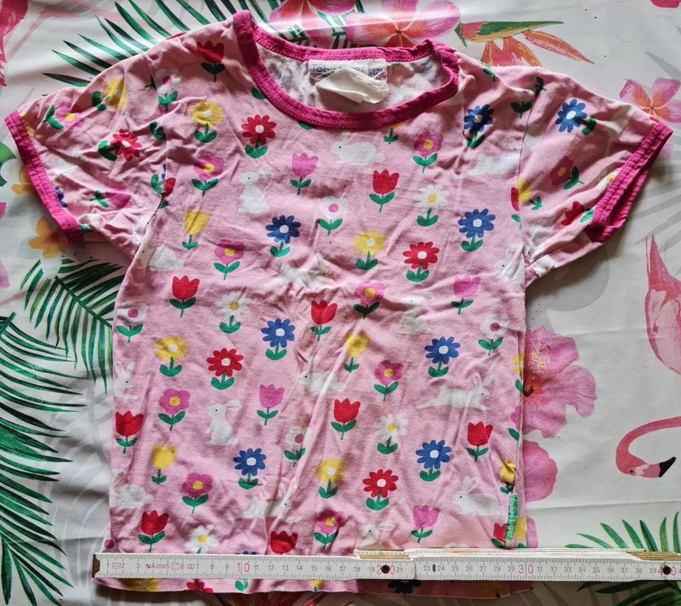 T-Shirt Toby Tiger Größe 5-6 116cm, pink mit dunklen-pink Abschlüssen und Aufdru - Bild 2 von 4