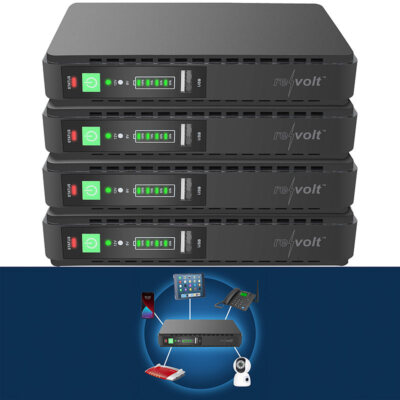 revolt Mini-UPS f. unterbrechungsfr. Stromvers., 8.800 mAh, USB / DC, 4er-Set