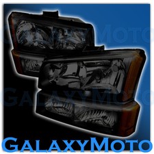 03-06 Chevy Silverado Smoke Lens Chrome Amber Crystal Headlightbumper Light Set