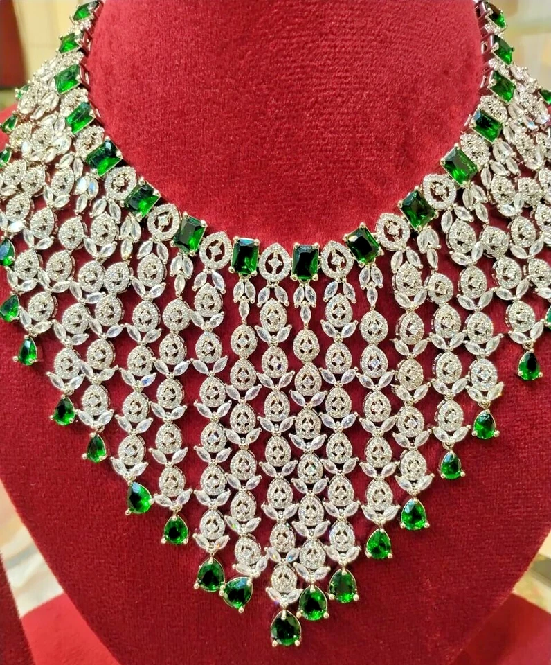 Шикарный V-образный изумруд украшенный демон тюльпан капли ожерелье комплект. - Изображение 3 из 4