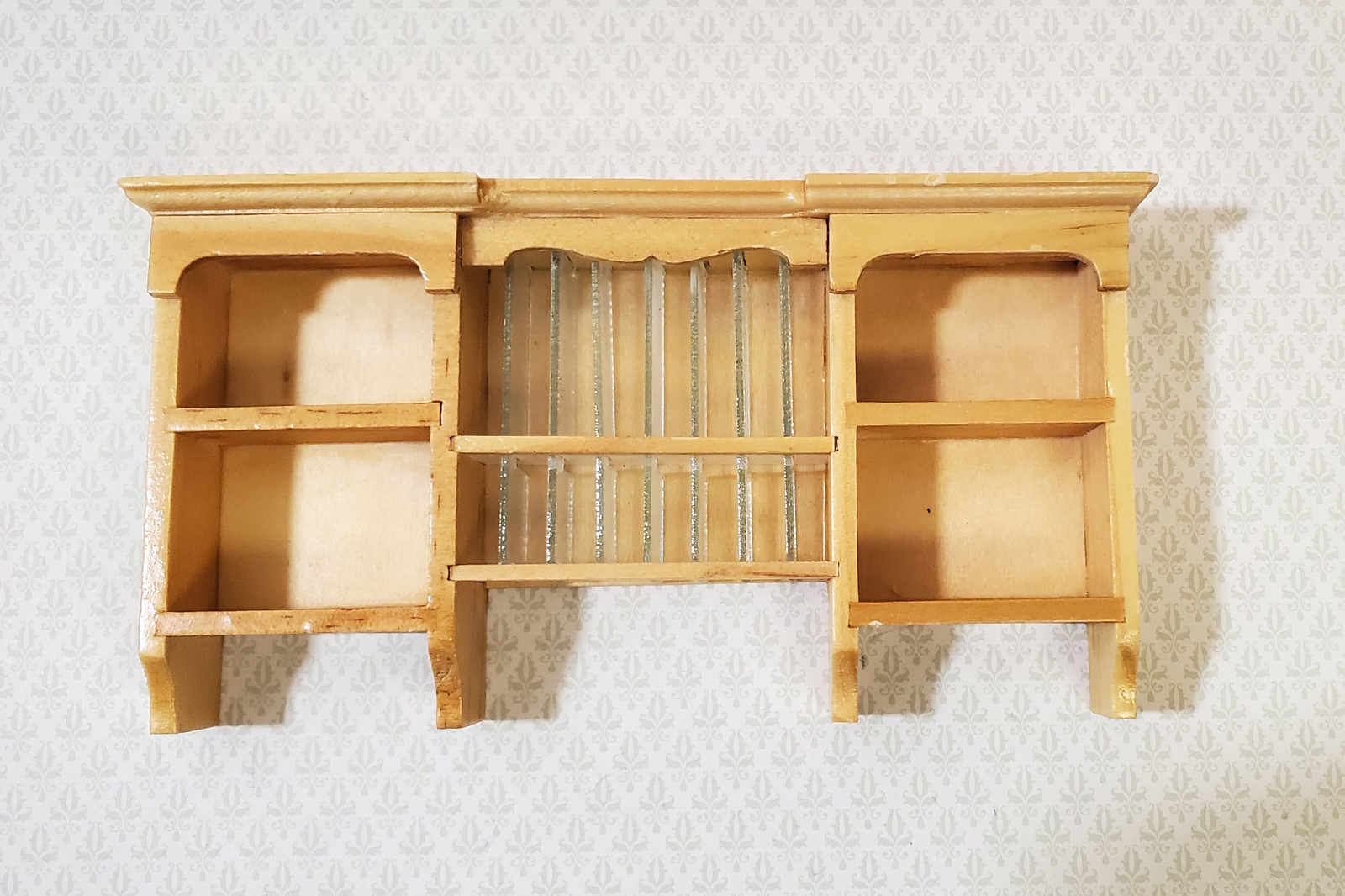 Dollhouse Hanging Shelf Plate Rack Kitchen Light Oak Finish 1:12 Scale ...
