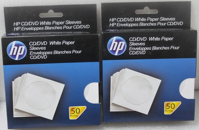 100 HP CD / DVD White Paper Sleeves Disc Storage Protectors w/Clear Window Flap