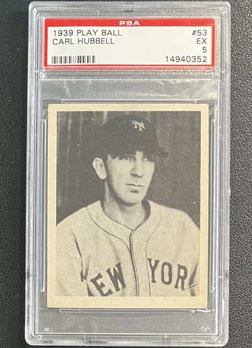 1939 Play Ball #53 Carl Hubbell PSA 5 EX New York Giants HOF CENTERED