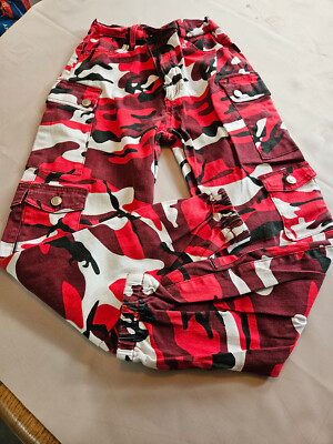 RUE 21 Women Pants Stretch Cotton Camo Red Black White