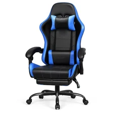 Gaming Chair with Footrest and Lumbar Support Racing Style PU Leather Task Chair