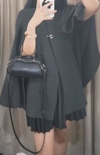 Zara viral Knit Cape Sweater grey wool toggle Button Closure 2756/115 XL-XXL