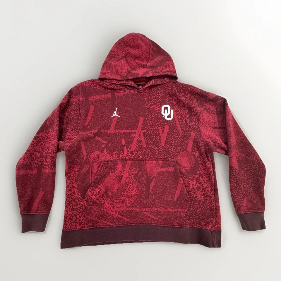 Толстовка с капюшоном мужская Nike Air Jordan Oklahoma Sooners пуловер размер XL красная AOP - Изображение 2 из 4