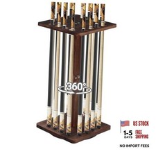 360 Rotating Natural Wood Pool Stick Holder, Floor Stand Rotating 16-Rod