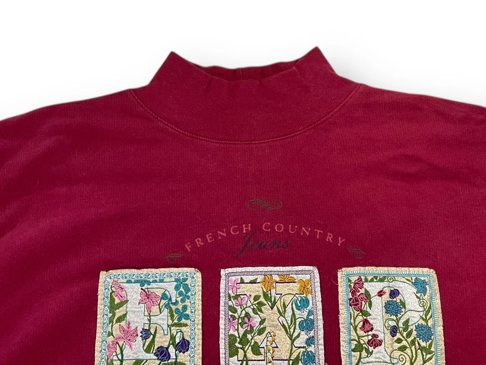 Sudadera De Colección Años 90 Express De Gran Tamaño Parche Floral Francés País Talla L Foto 3 de 4