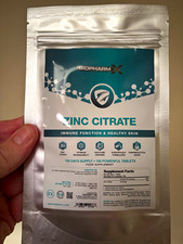 BiopharmX Zinc Citrate 50.32mg Immune Support Hair Skin Nails 100 Tablets