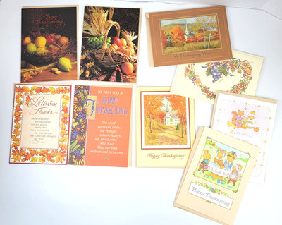 11 Vtg Current Thanksgiving Cards Unused Bountiful Blessings Harvest Wreath 5x7
