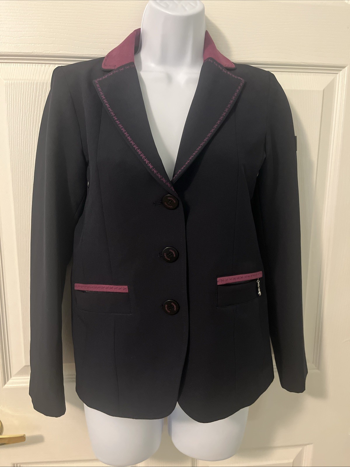 Equiline Girls 14/15 Navy Blue button Equestrian Riding horse show Jacket