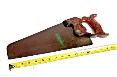 Antique Hand Saw Rare Open Handle H M Meier Pat Dec 27 1887 Acorn W/Leaf 