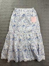 Love Shack Fancy Girls Youth 8 Blue Floral Tiered Maxi Skirt