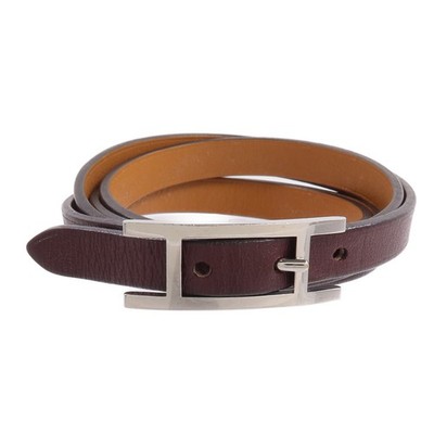 HERMES PHW Behapi Triple Tour Bracelet Swift Leather Rouge H/Fauve