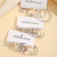 Elegante Schmetterling Perlen Ohrringe Set C Form Kette FüR Damen Silberfarben