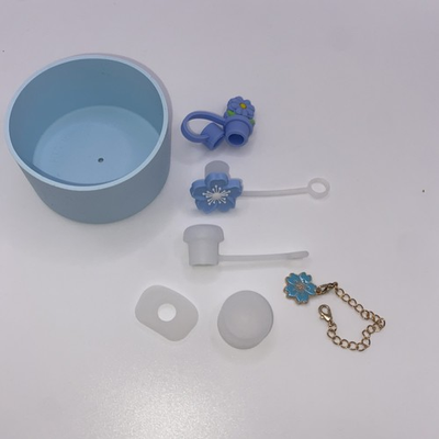 #ad Stanley Tumbler Accessories Lot Blue Silicone Boot Straw Toppers Stoppers Charm $7.99