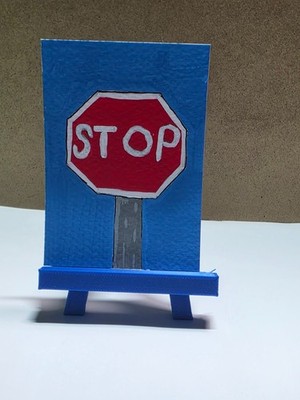 ACEO original Traffic Stop sign by Mindy Matthews