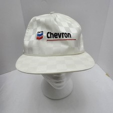 Vintage Chevron Snapback Hat White Adjustable Oil Gas Station Made in USA Cap