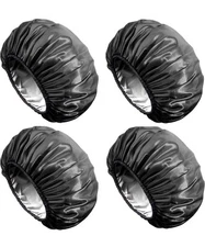 4 Pack Shower Cap Extra Large Shower Cap Satin EVA Double Layer Waterproof