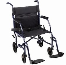 Carex Transport Wheelchair With 19 inch Seat - Folding Transport Chair with Foot