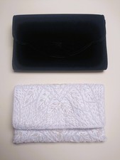 1 White Beaded Evening Bag 1 Black Velvet Evening Bag Envelope/Shoulder Bag