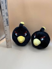 2011 Commonwealth Angry Birds Black Bomb Bird Gamers Plush Stuffed Toy Lot Of 2