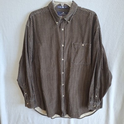 Vtg Nino Cerruti Sport Shirt XL Fine Wale Corduroy Cotton Geometric 90s Designer