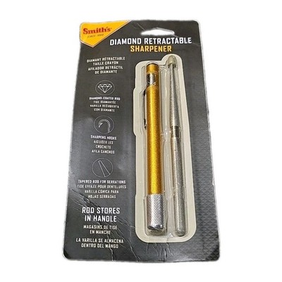 SMITH'S DRET Diamond Retractable Pocket Knife Hook Sharpener Rod Serrated 