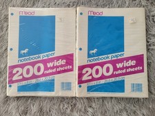 NEW Mead Vintage 1987 200 Wide Ruled Sheet Notebook Paper Unicorn Logo 2 Pack