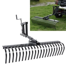 For ATV UTV Lawn Garden Tractors 60" Landscape Rake W/1 Point Hitch Lift Steel