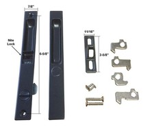 Sliding Patio Door Handle Set, Flush Mount, Non-Keyed, 5 Hook Assortment, Black