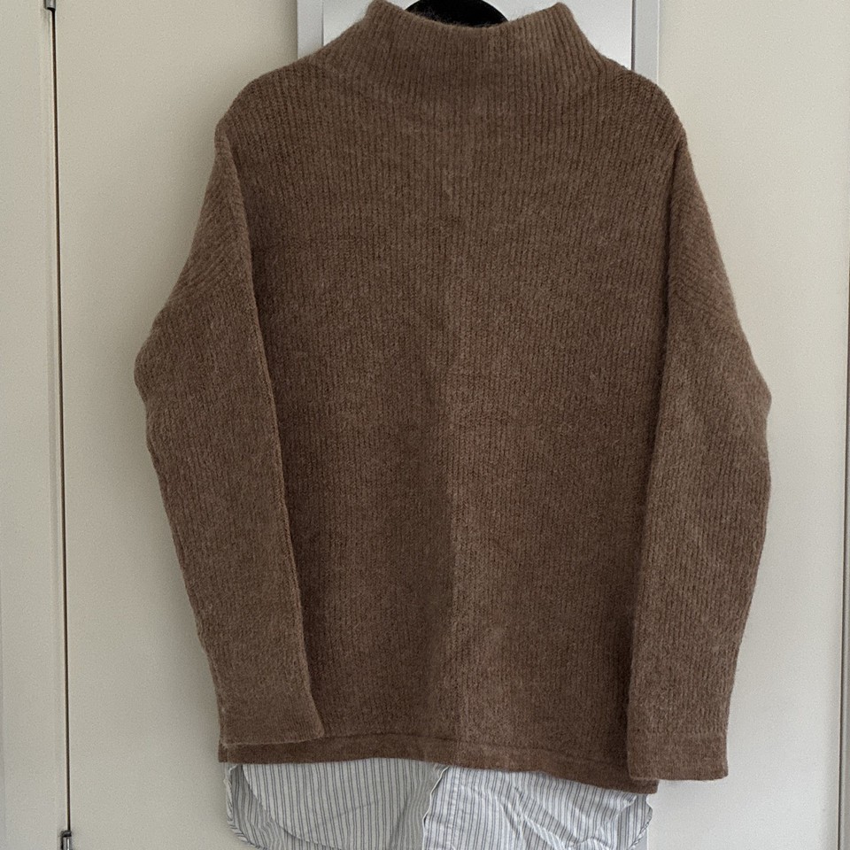 H&M Women’s Brown Knit Turtleneck Pullover Jumper Long Sleeve Size 4- large