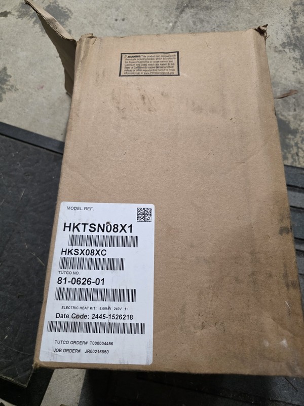 TUTCO Electric Heat Kit 8kW 240V 33.3A HKTSN08X1 HKSX08XC 81-0626-01