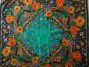 Foulard Carré Louis Féraud Paris En Soie Vintage - 80x80 Cm, Couleurs Rose Et Bleu