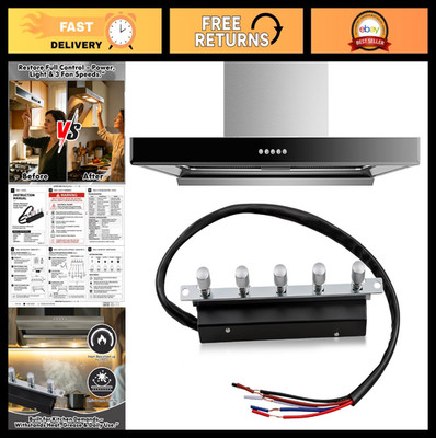 Universal 5-Button Range Hood Switch - Kitchen Exhaust Fan Control Panel, Manual