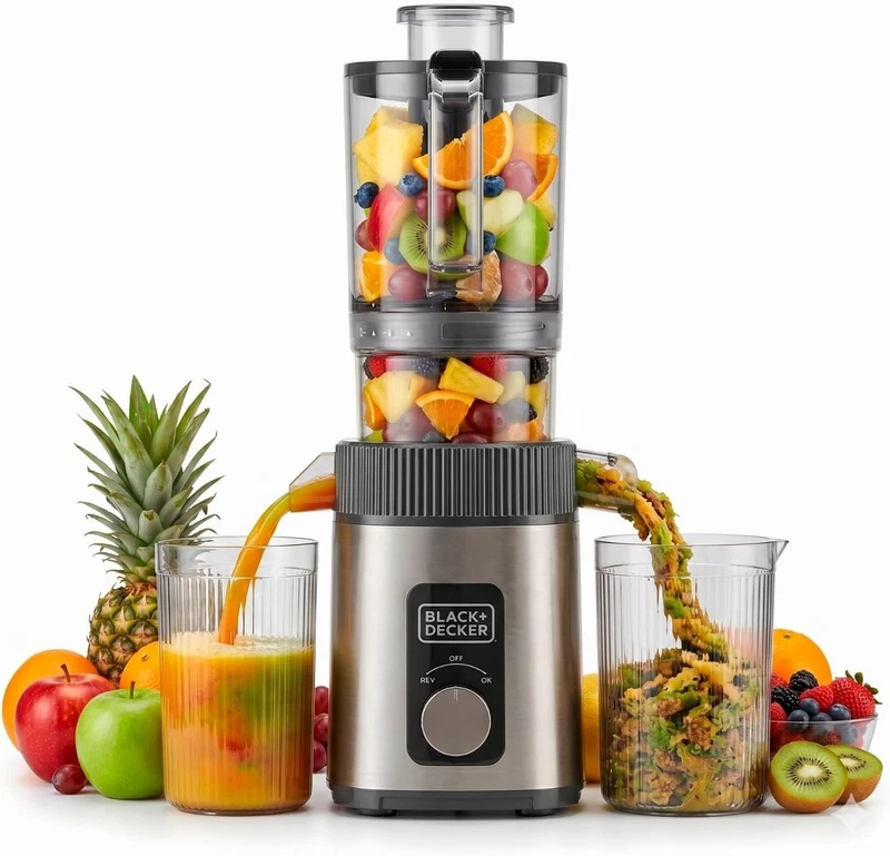 Estrattore di Succo a Freddo BLACK e Decker Spremitura Frutta e Verdura 200 Watt