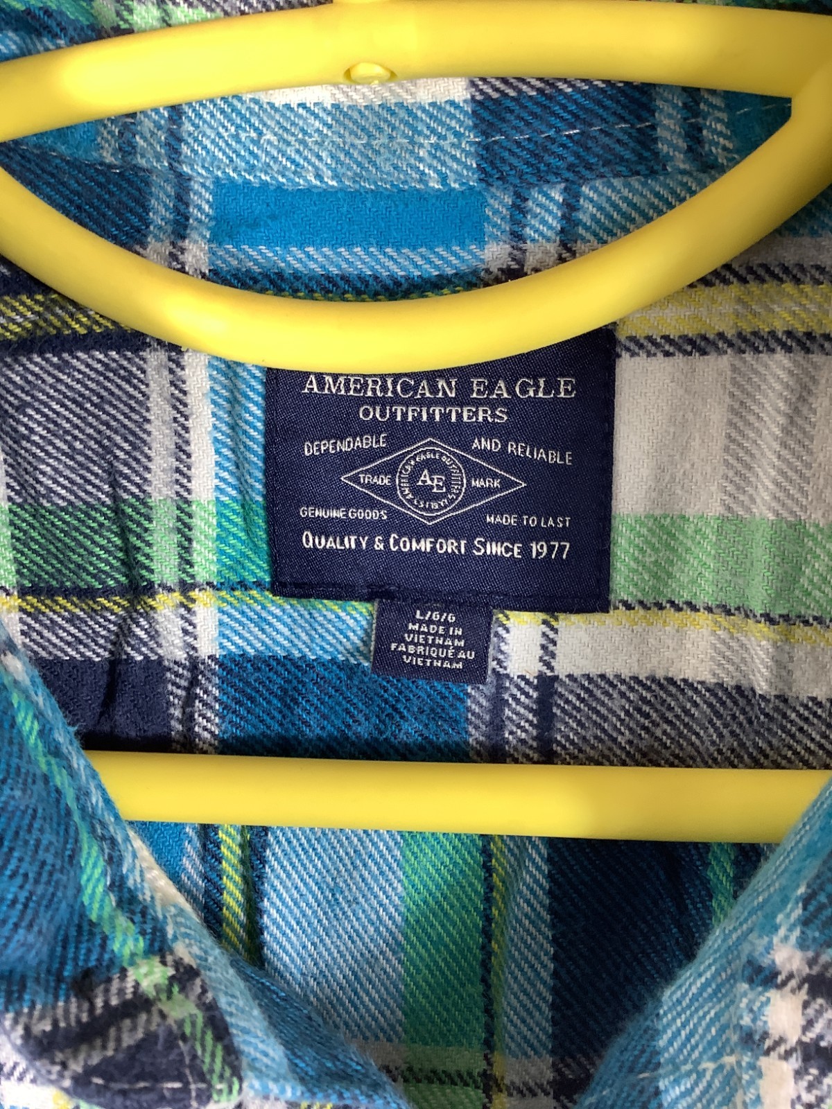 American Eagle Flannel Shirt Men's Size Large Blue Sku 326 image 2