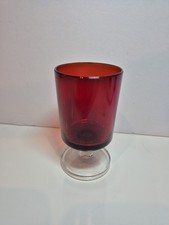 Vtg 70s Ruby Red 4 Luminarc Wine Glass Arcora...