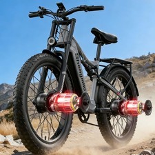 NEW Dual Motor Fat Tyre Electric Bike 48V 17.5Ah 26inch E-MountainBike Oil brake